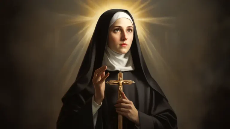 Święta Rita z krucyfiksem w dłoniach